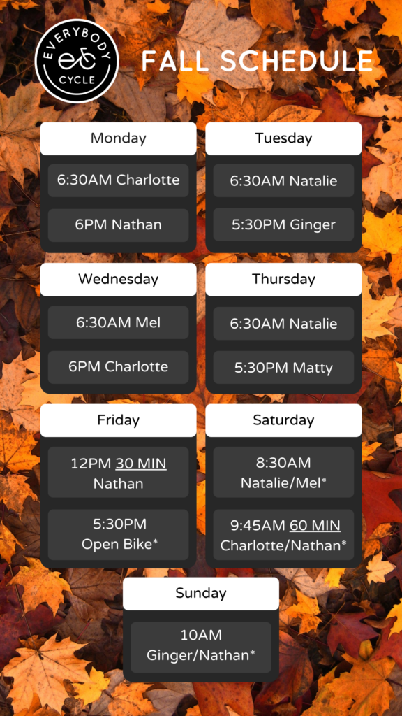 Everybody Cycle Fall Schedule